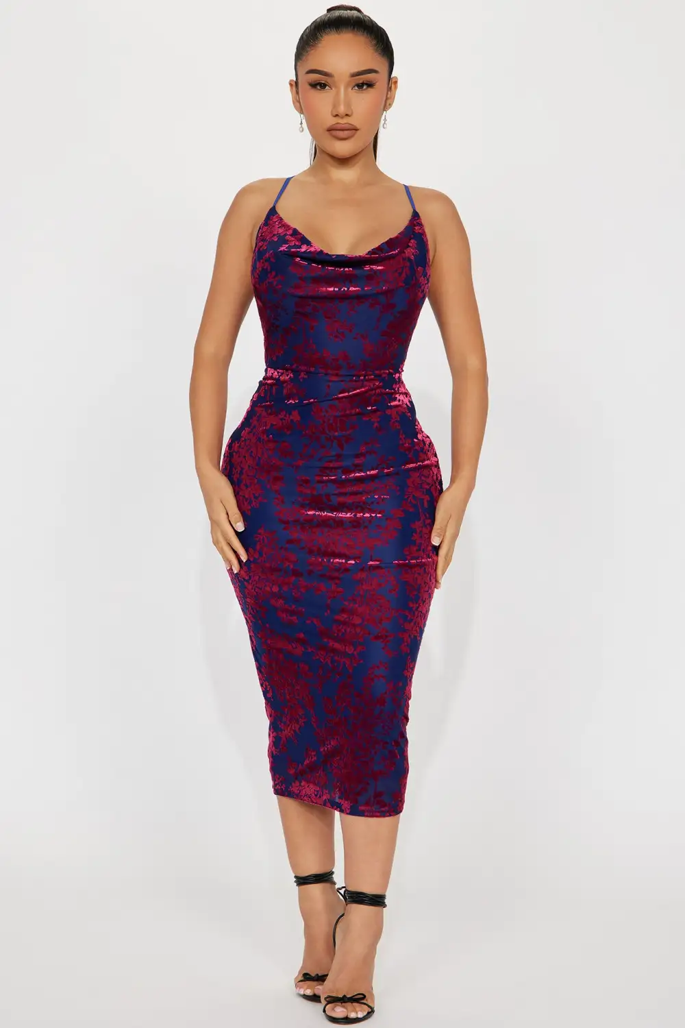 Kennedy Mesh Midi Dress - Navy/combo