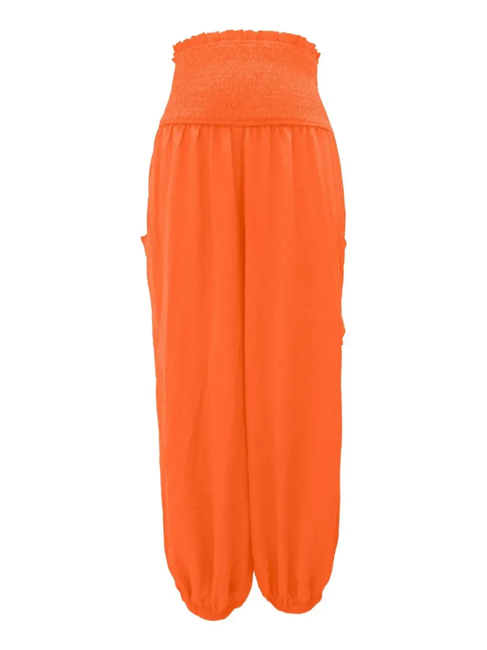 Full Size Smocked Waist Harem Pants with Pockets