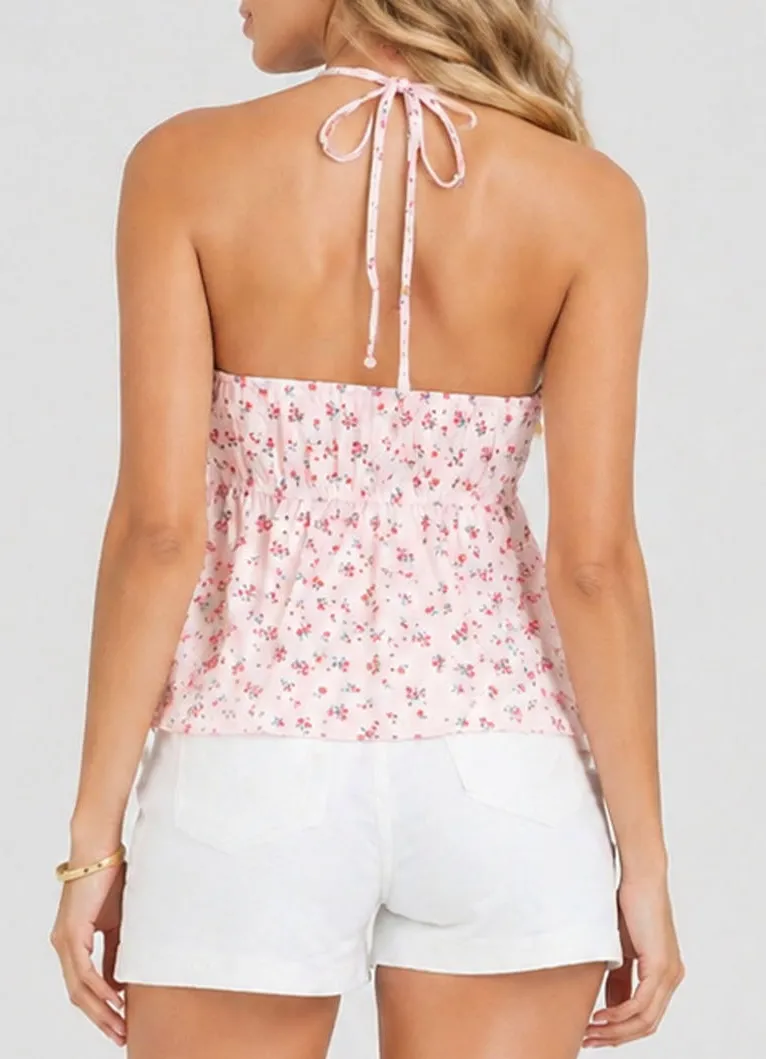 Eyelet Halter Sleeveless Top