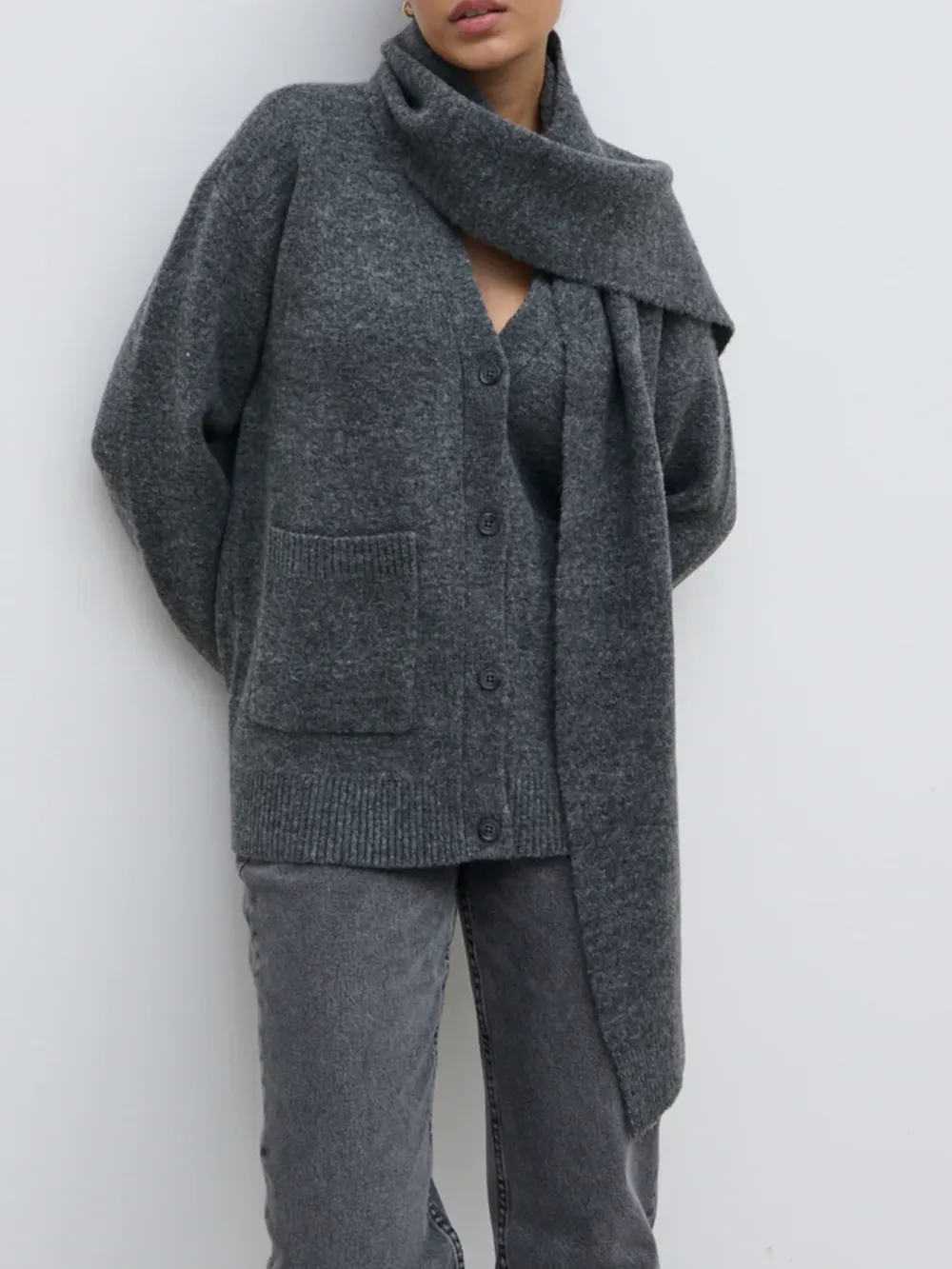 Cardigan Knit Scarf Set