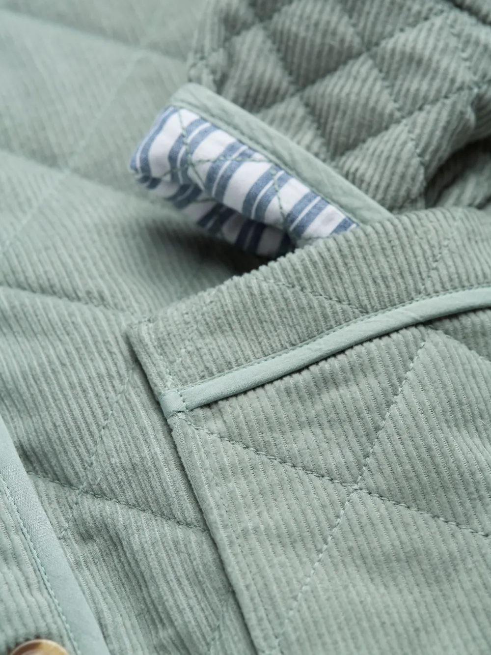 Light Blue Cord Quilted Jacket