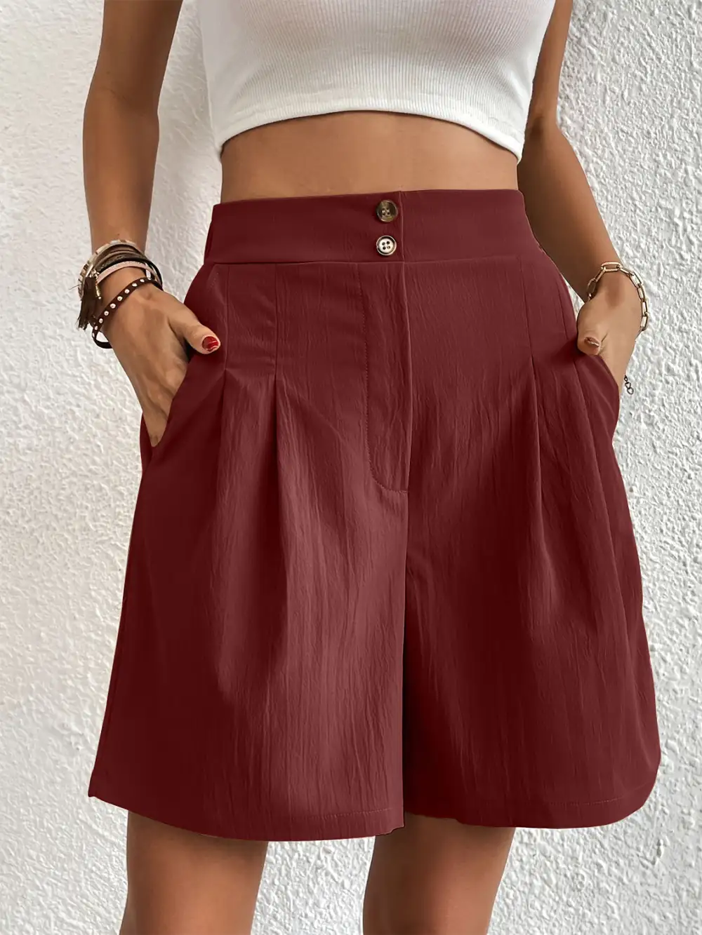 Utility Elastic Waist Pocket Detail Shorts