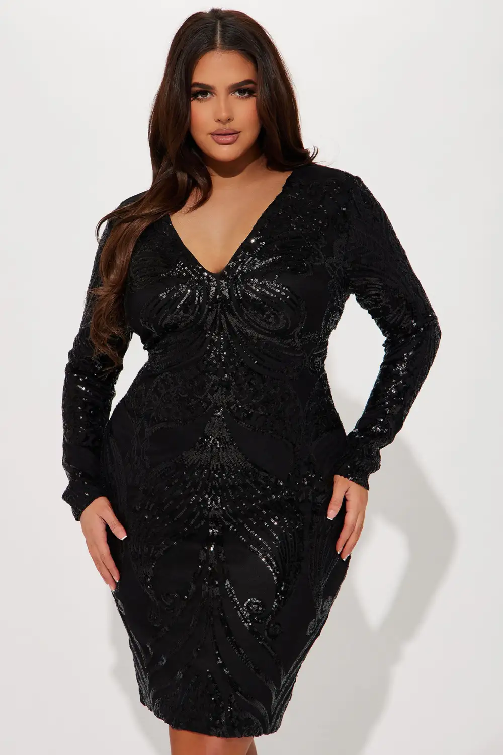 Ivan Sequin Midi Dress - Black