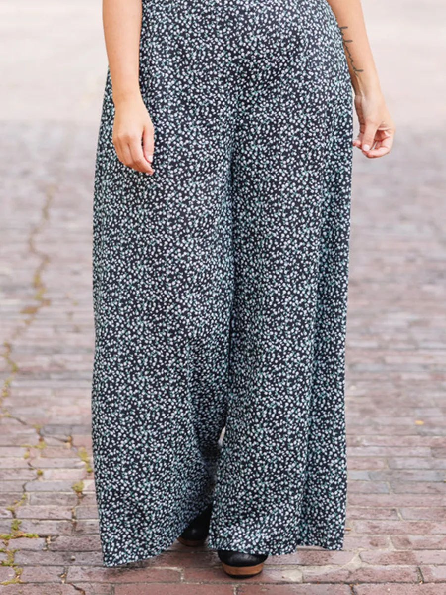 Floral pattern loose wide leg pants