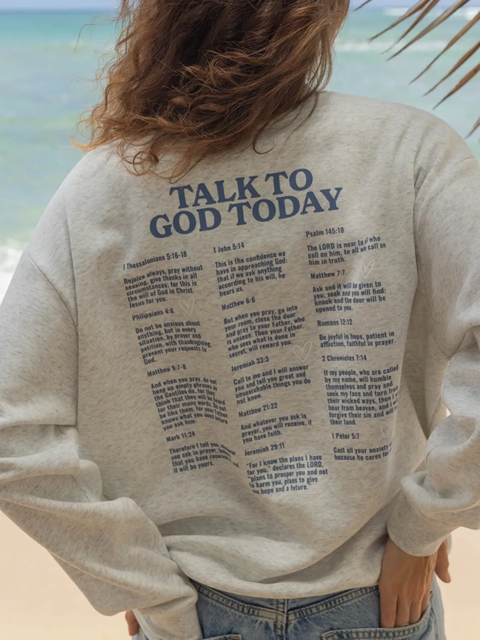 Women's Whimsical Religious Scripture Print Long-Sleeve Sweatshirt