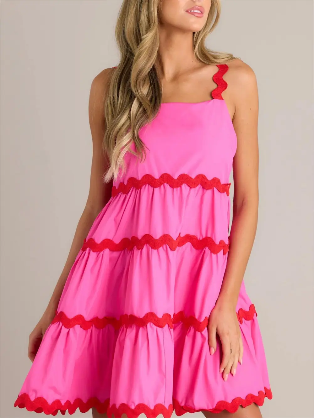 LIVE IN THE MOMENT HOT PINK RICRAC MINI DRESS