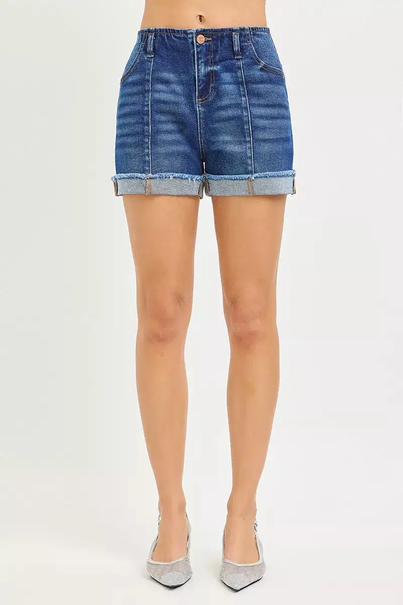 Slouchy Cuffed Denim Casual Shorts