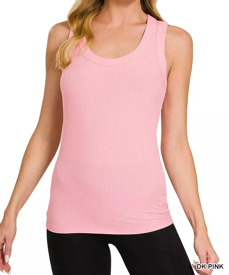 Ribbed Scoop Neck Tank Top