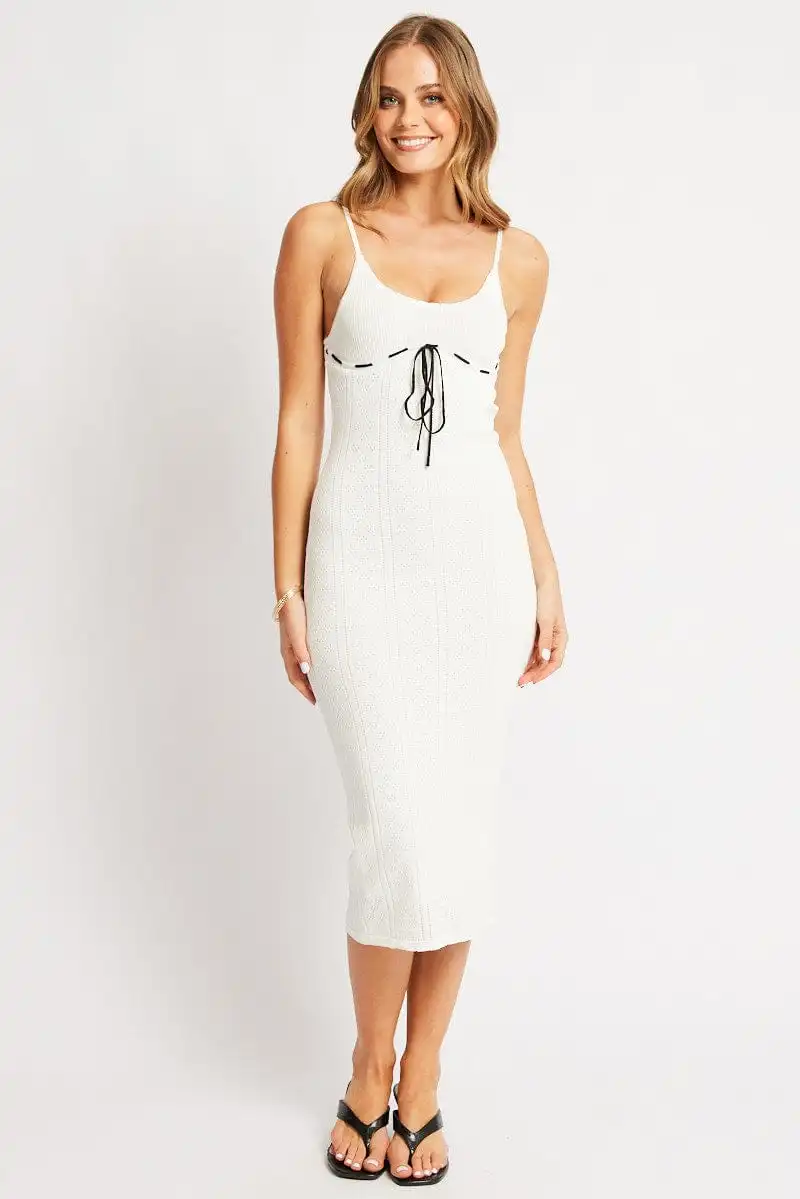 White Knit Dress Singlet Midi