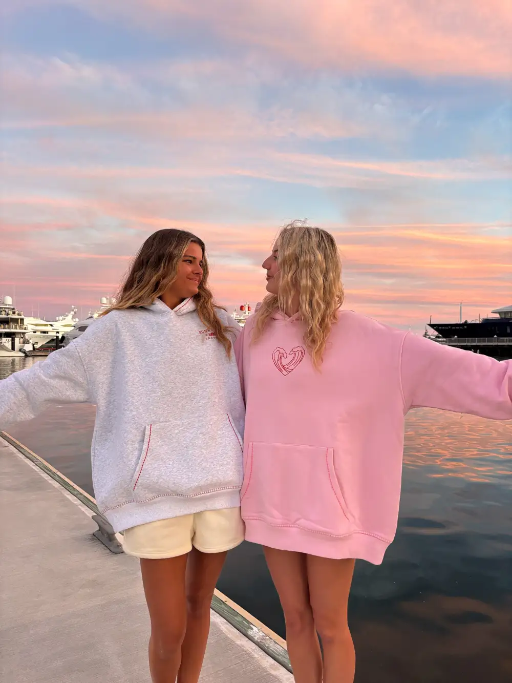Bubblegum Ocean Heart Stitched Hoodie