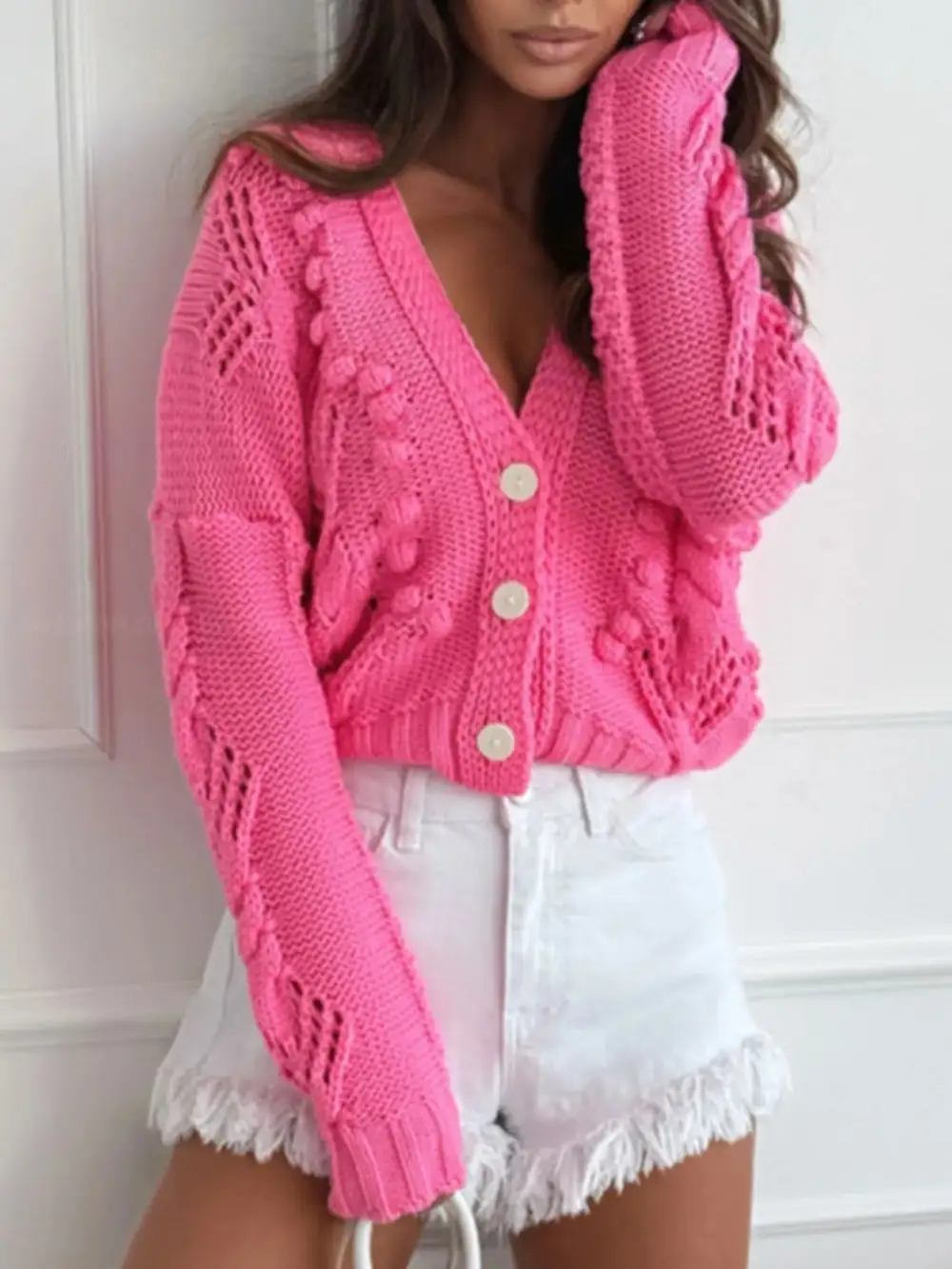 Button-Up V-Neck Cardigan
