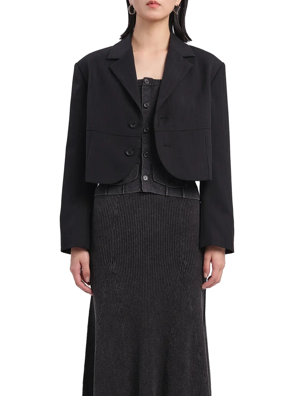 Cropped Double - Breasted Blazer Jacket