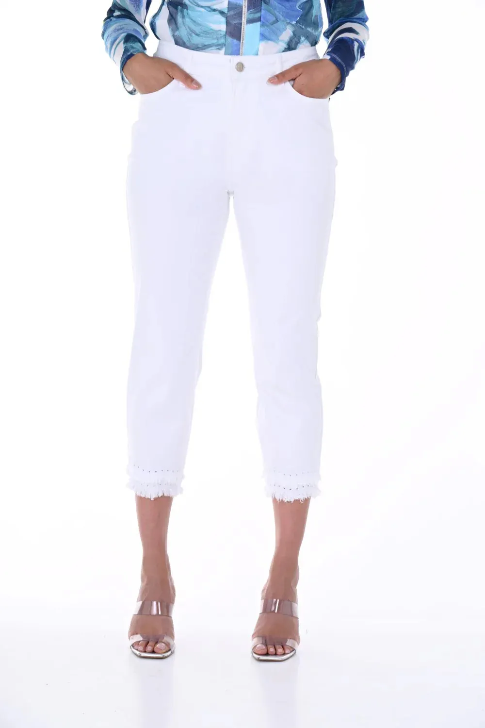White Cropped High - Waist Jeans