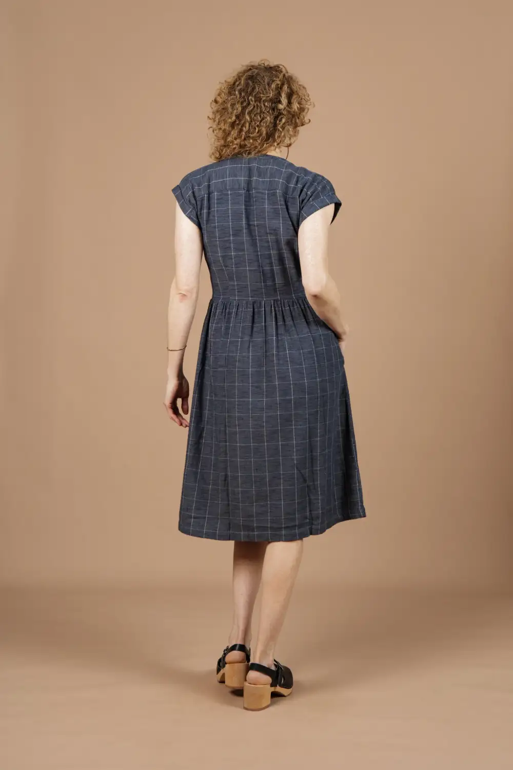 Ira Dress / Slate Textured Windowpane