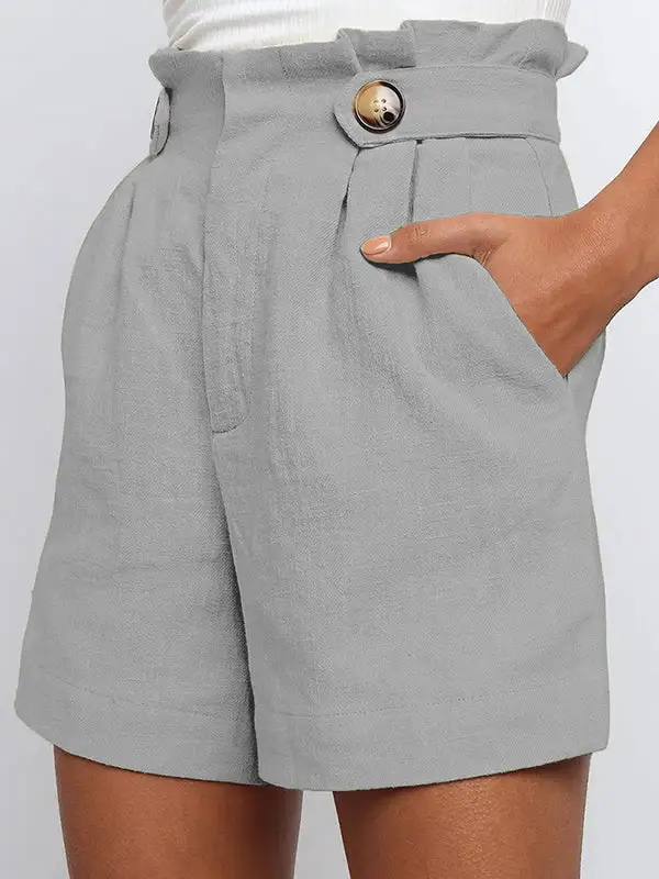 Hoog Getailleerde Losse Geplooide Shorts Met Split Joint