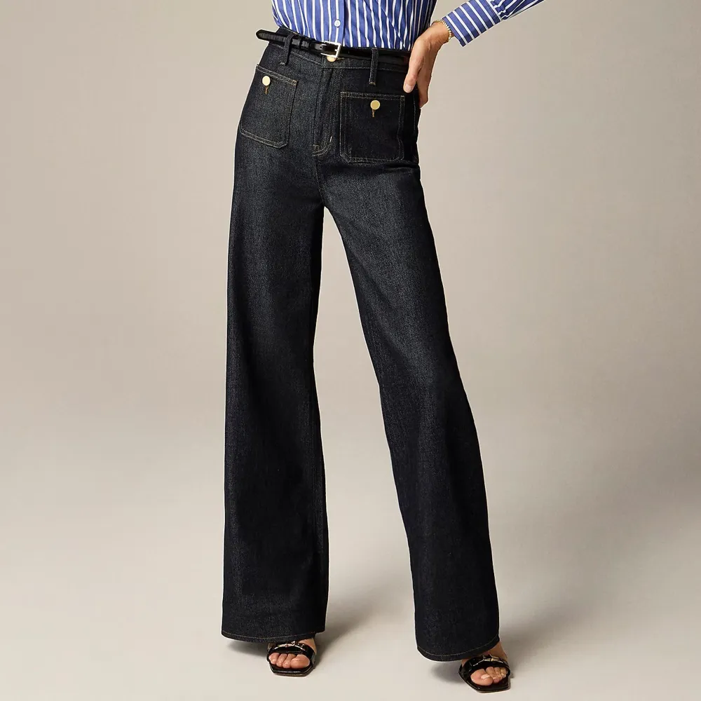 Wide-Leg Pocket Denim Trousers