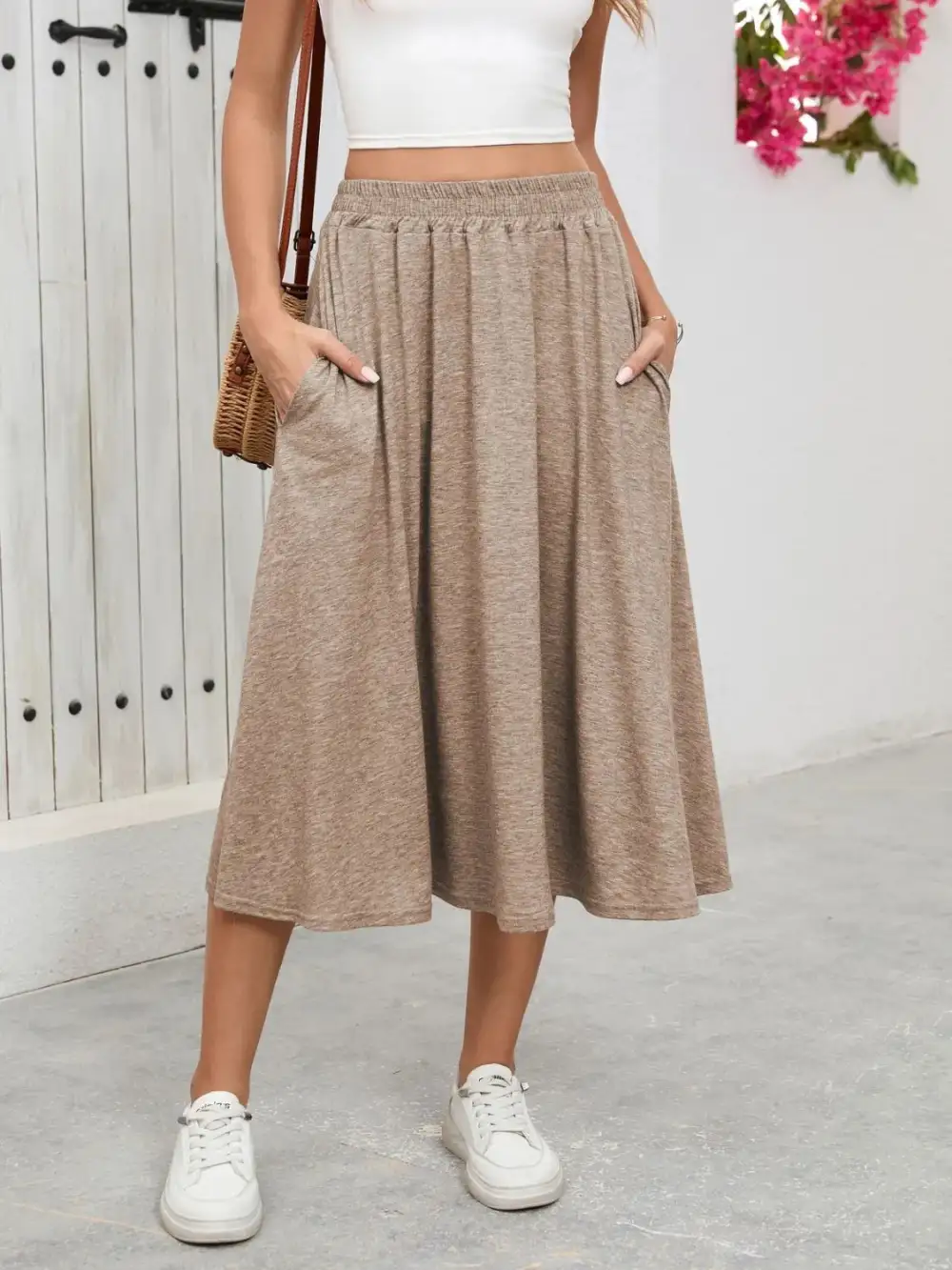 Elastic Waist Pockets La Skirt