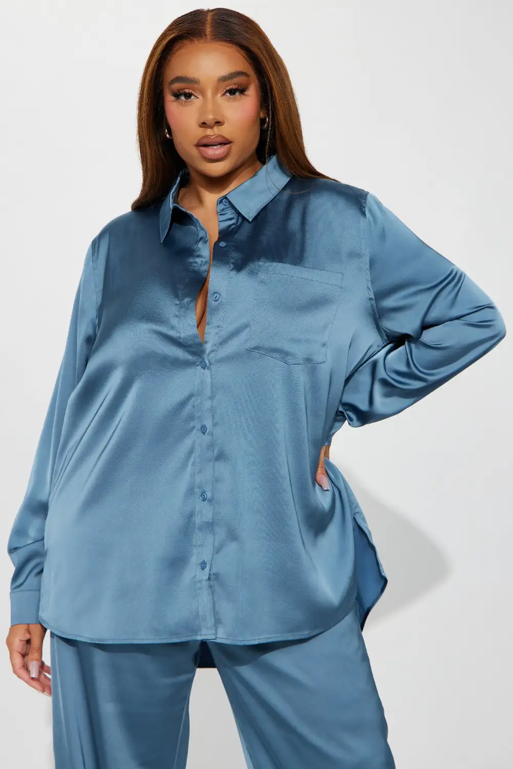 Makenzie Satin Pant Set - Blue