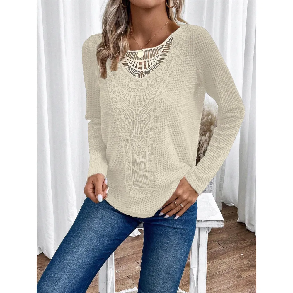Sheer Hollow Long Sleeve Top