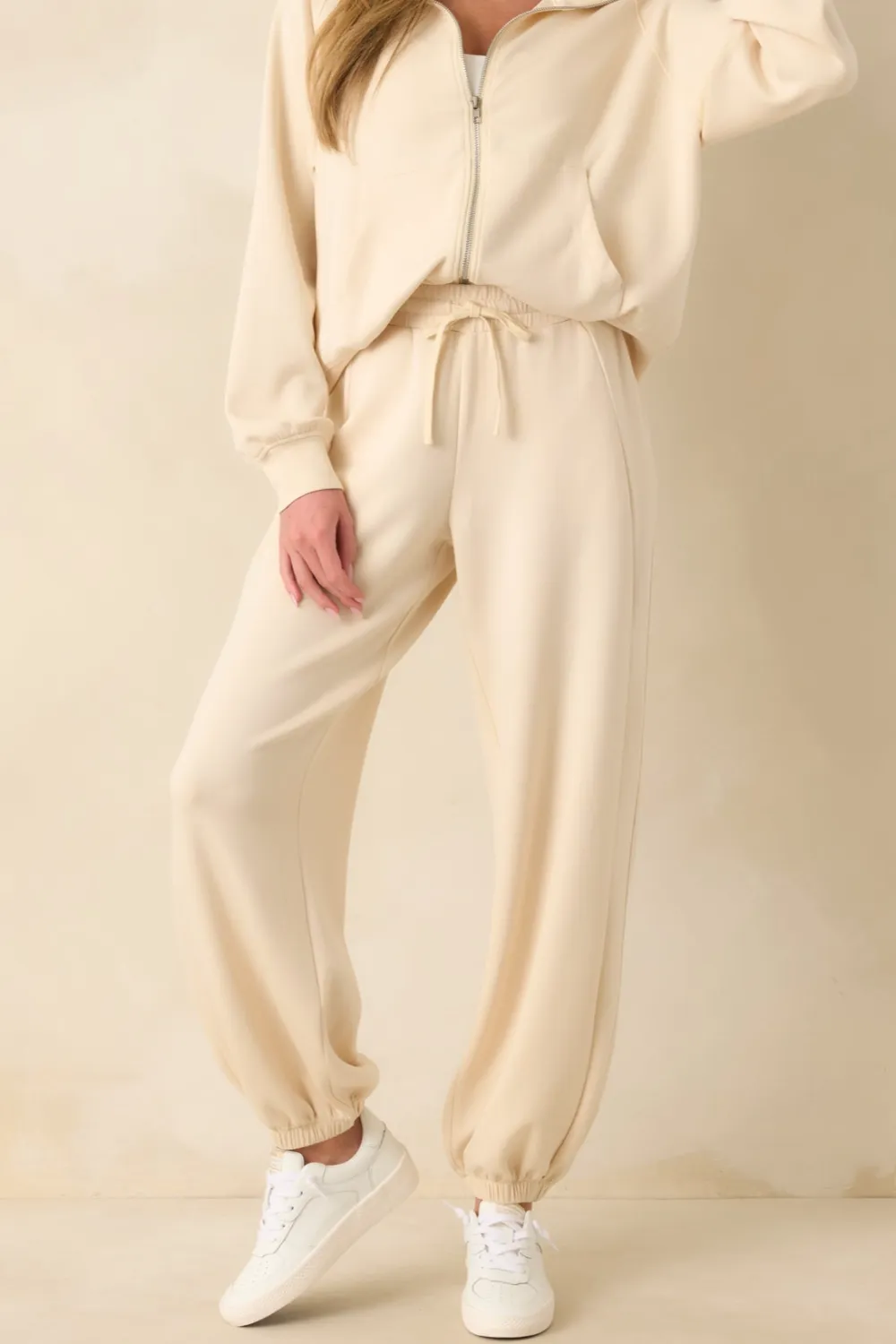 Ecru Drawstring Jogger Pants