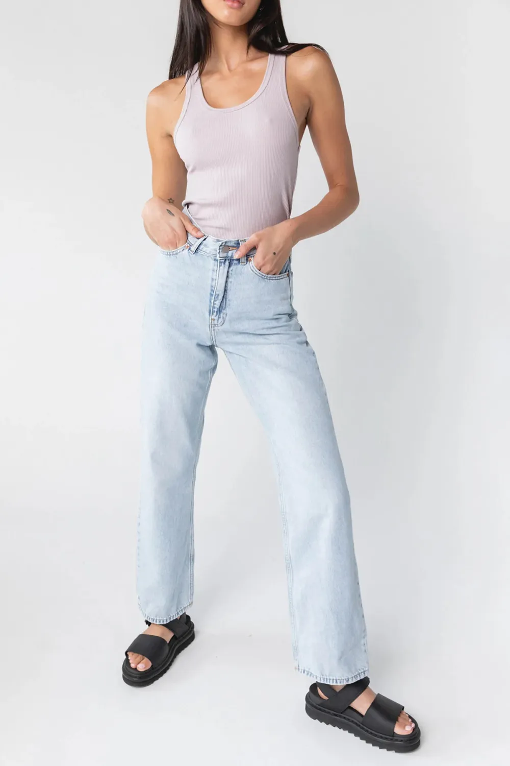 Basic Cotton Breathable High Waist Loose Jeans
