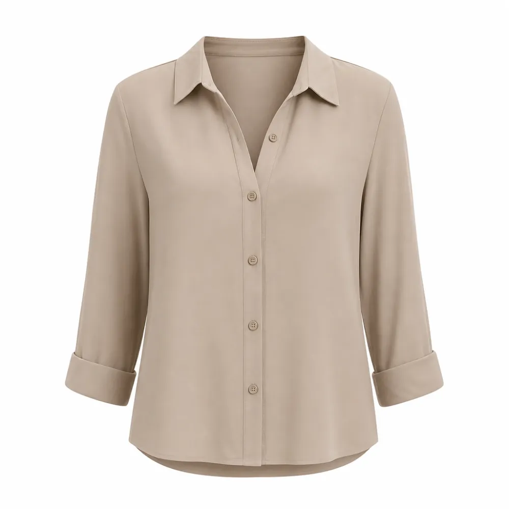 Women Elegant Casual Long Sleeve Button Up Blouse