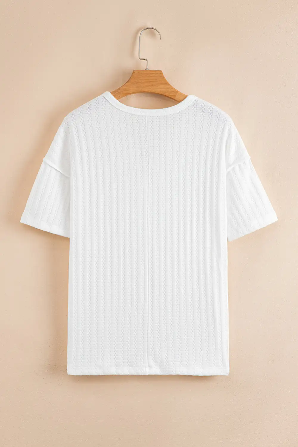 Textured Hollow Grommet Placket Tee
