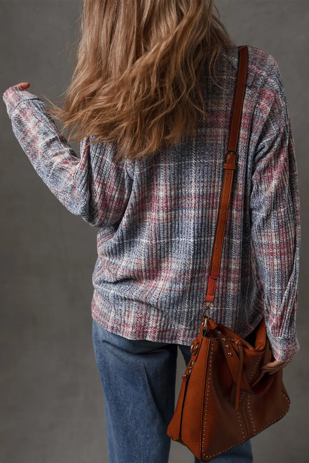 Plaid Textured Pocket Detail Shirt Blouse
