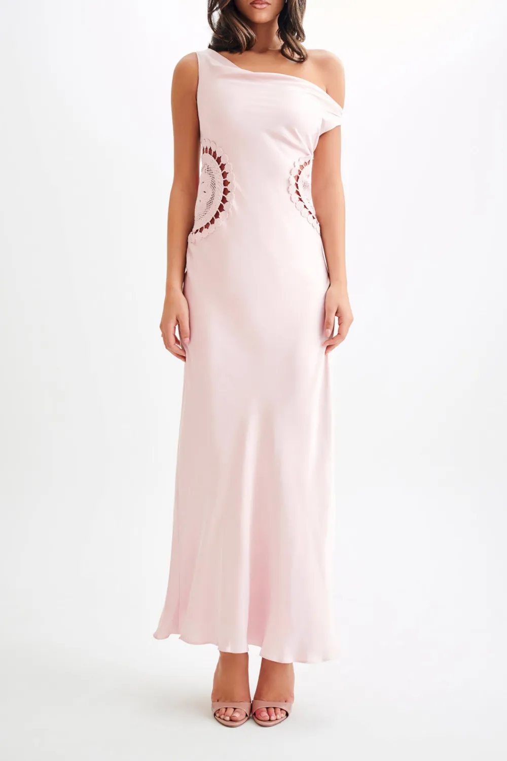 Satin Maxi Dress With Crochet