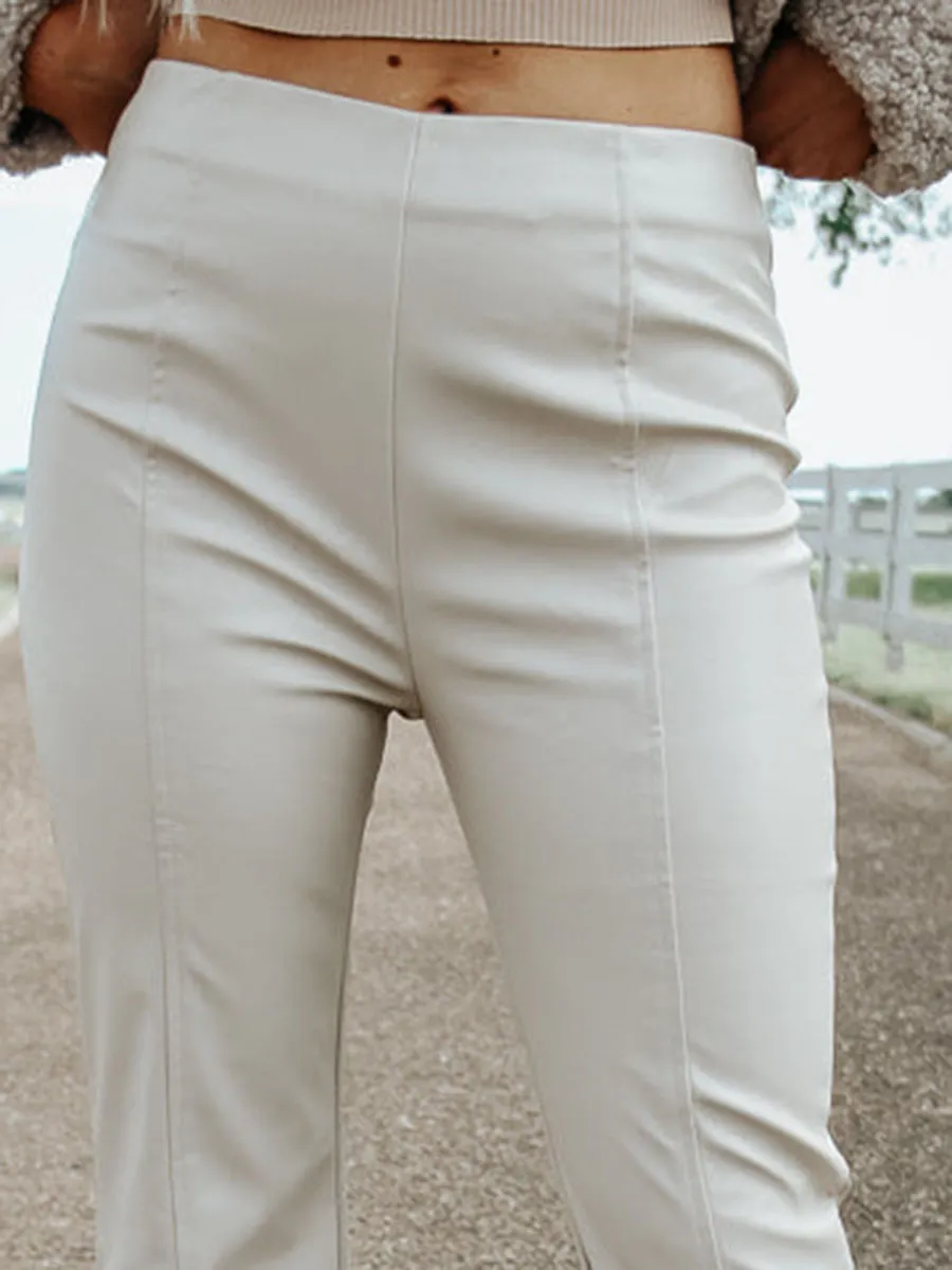 White Faux Leather Pants