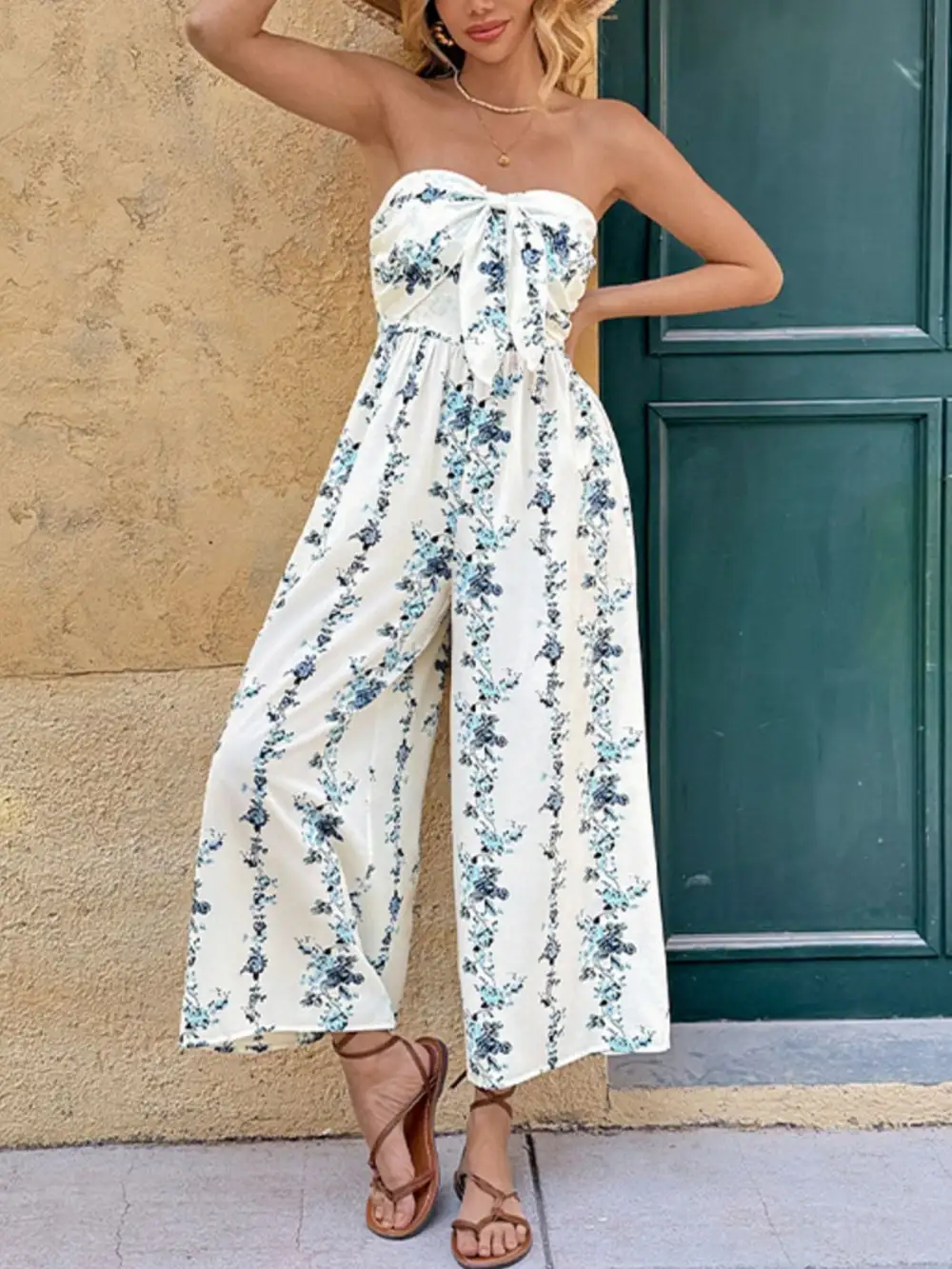Easygoing Wide Leg Strapless Jumpsuit
