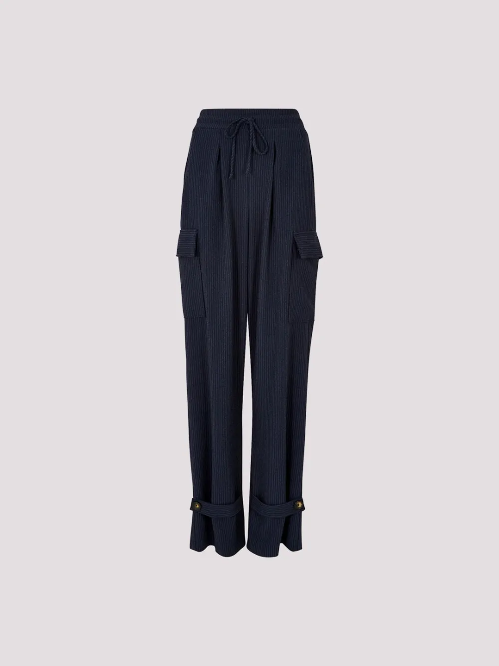 Textured Button Cuffs Cargo Trousers