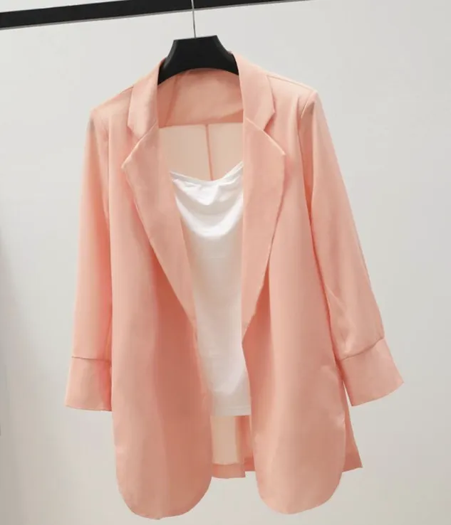 Plain Lapel Collar Casual Blazer