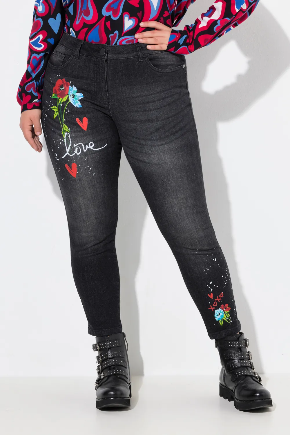 Love Flower Printed Jeans