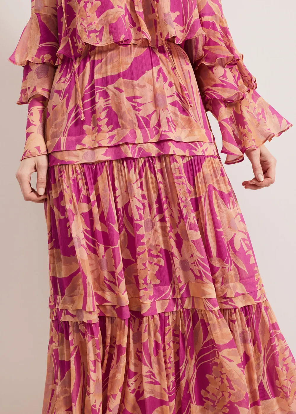 Gauze Floral Half-Length Dress