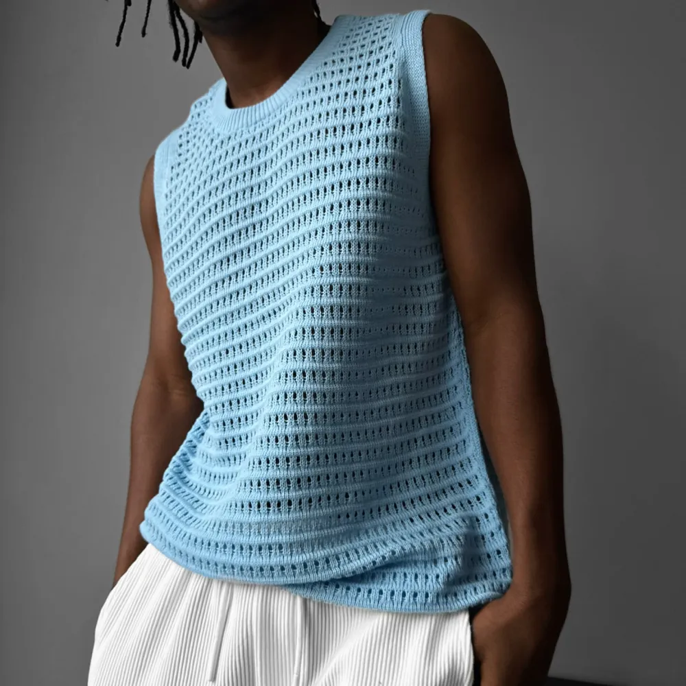 Soft Touch Relaxed Grid Texture Tank Top