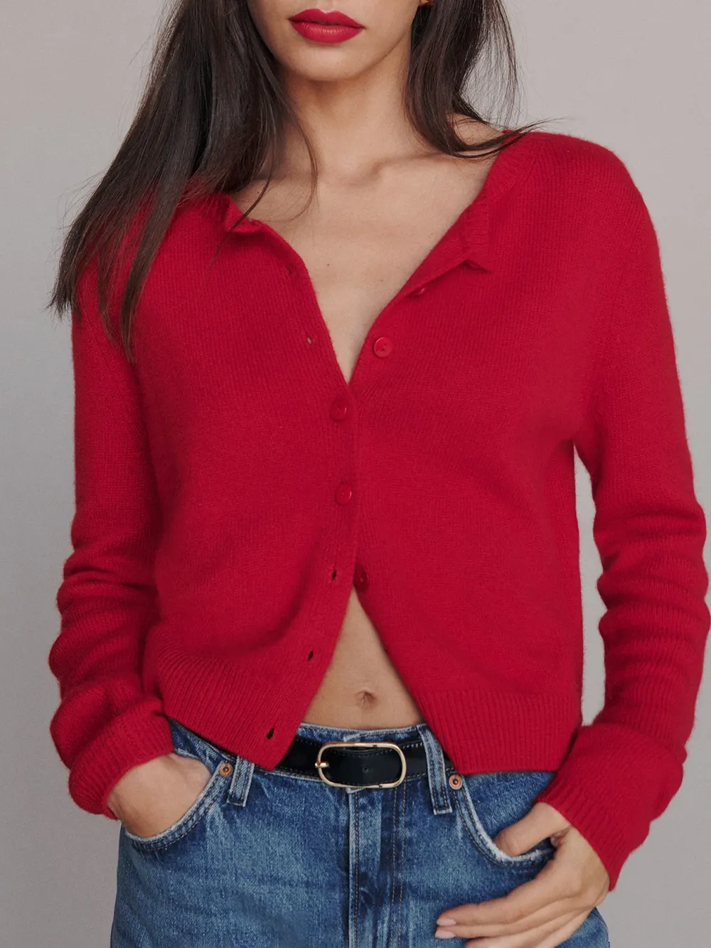 Crew Neck Cashmere Cardigan