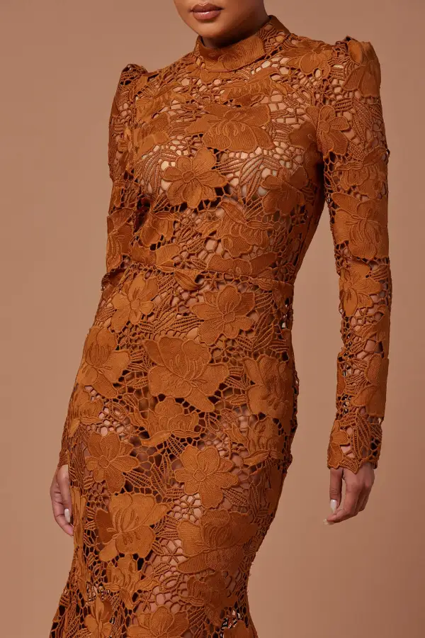 Nikka Lace Gown - Cognac