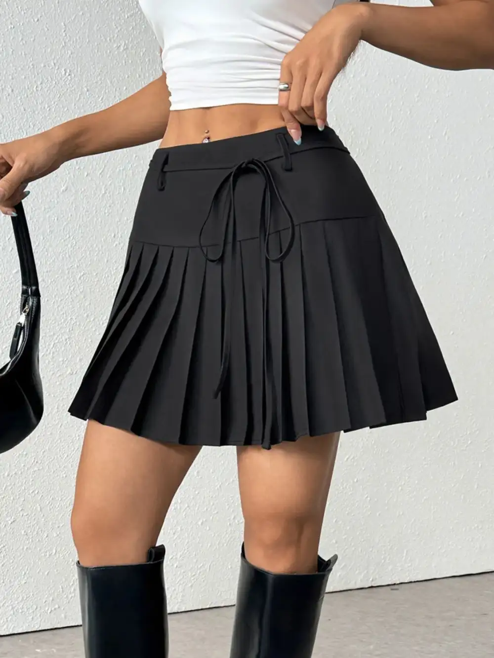 Tied Pleated Mini So Skirt