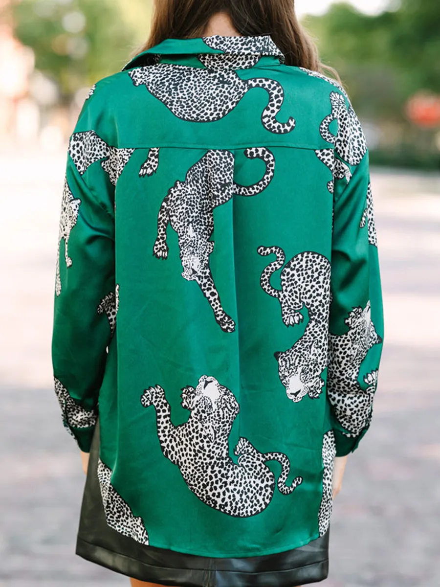 Green Leopard Blouse