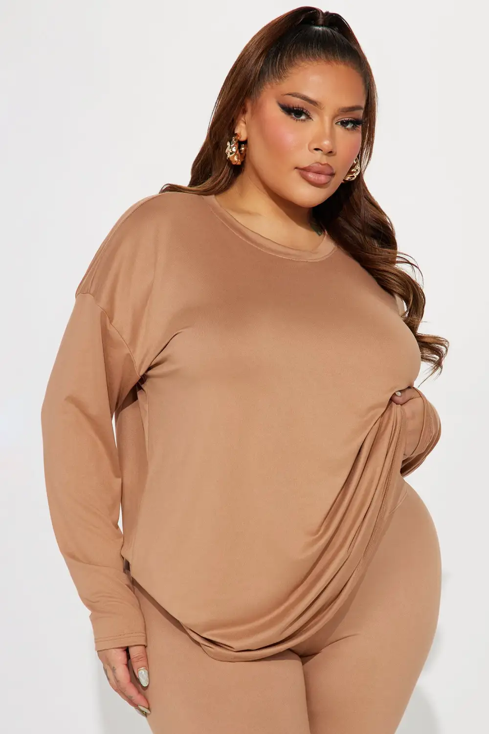 Weekend Vibes Long Sleeve Set - Mocha