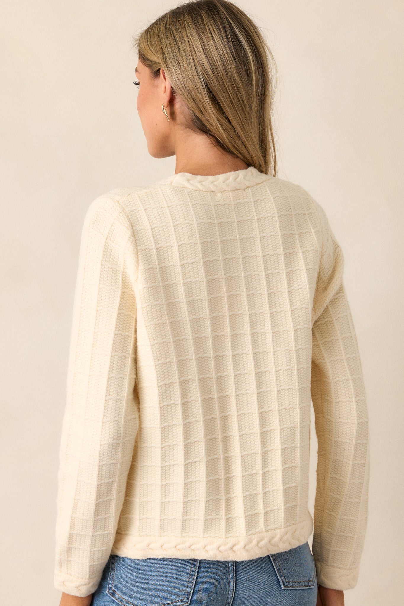 Quiet Days Ivory Cable Knit Cardigan