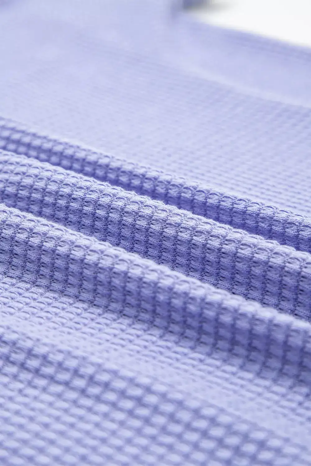 V Neck Short Sleeve Plus Waffle Knit