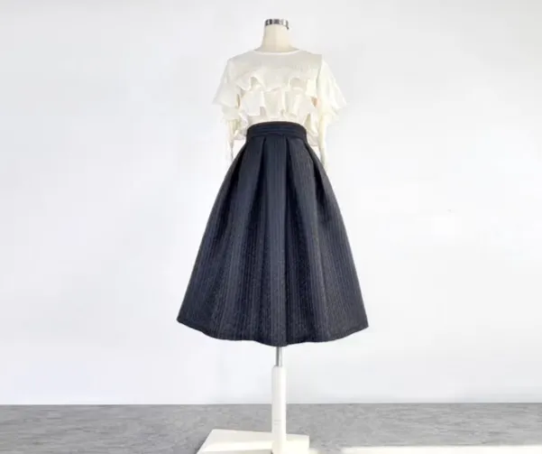 Airy Summer Embroidered High Waist Skirt
