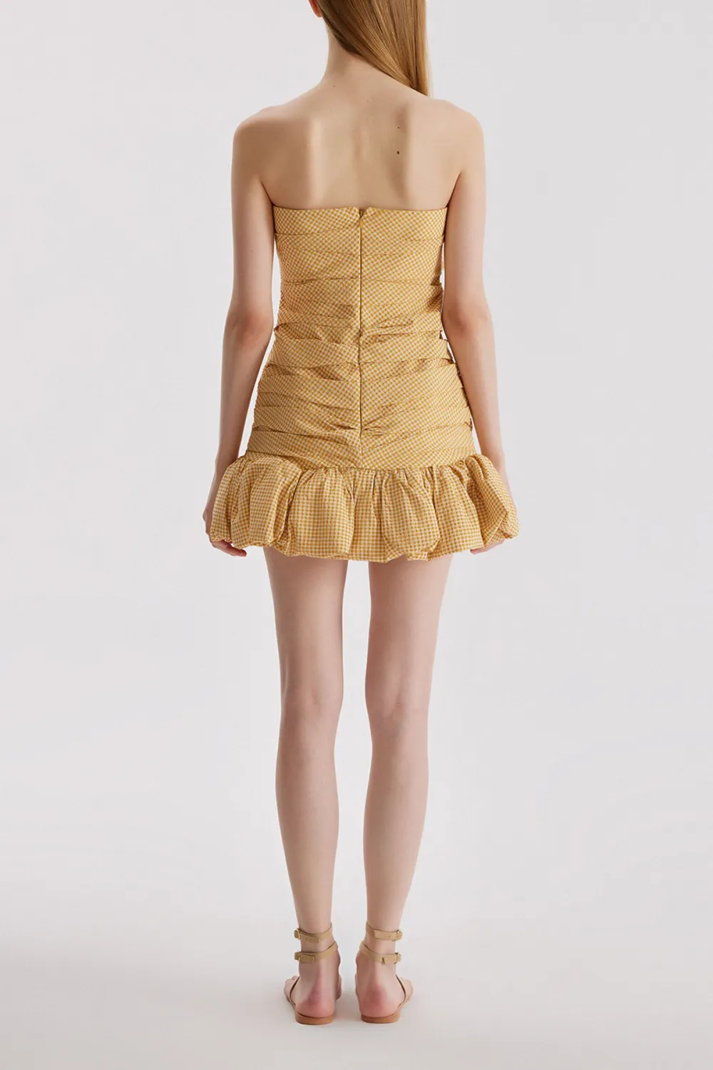 Strapless Mini Dress-Yellow