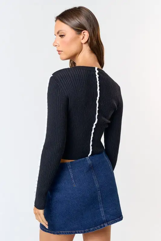 Fine Line Ribbed Sweater Top