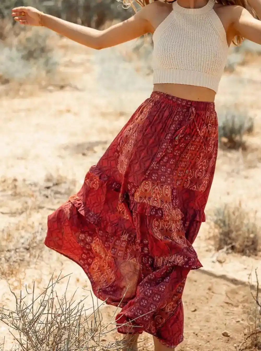 Print Bohemian Mix Skirt