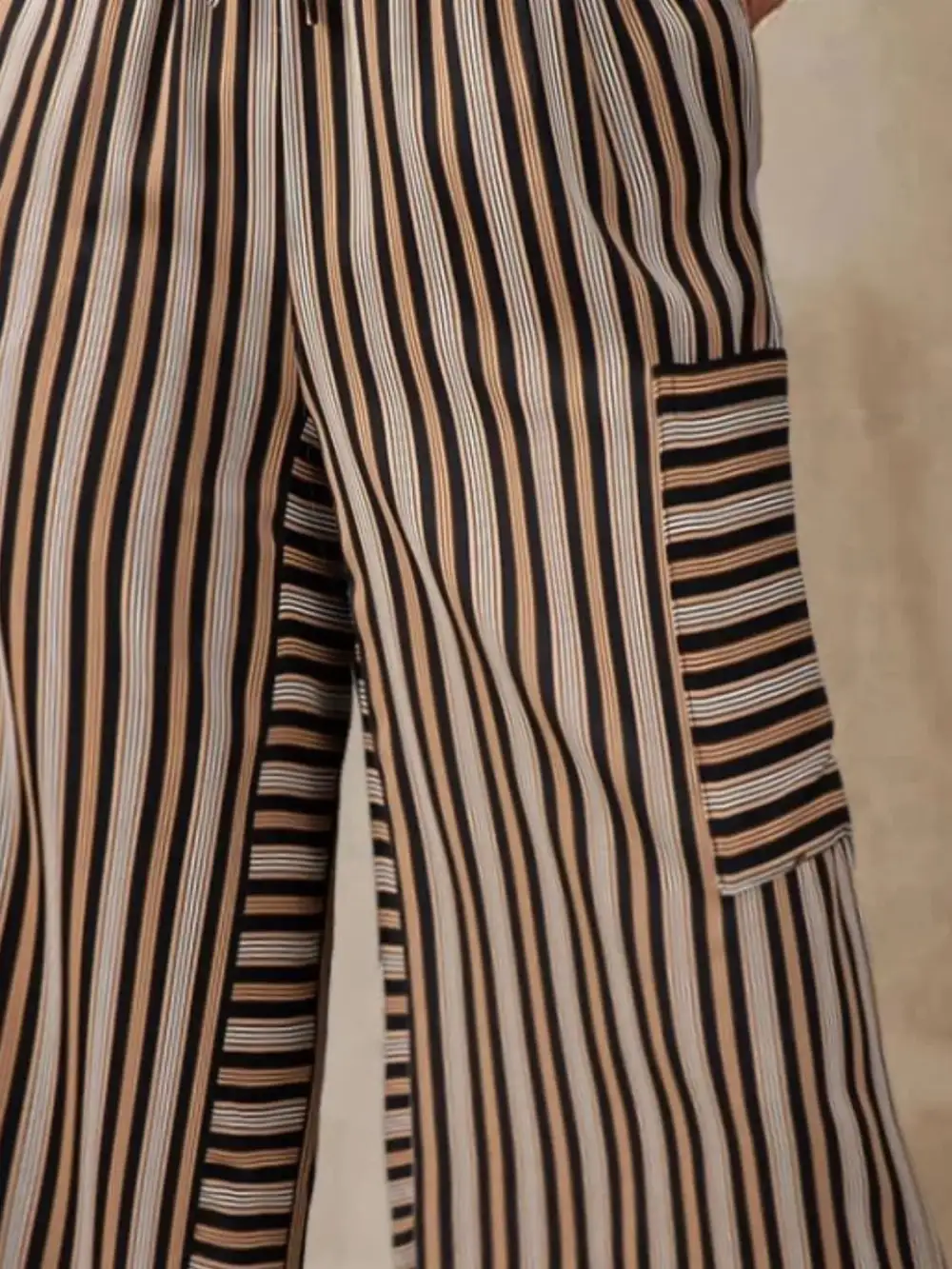 Contrast Striped Wide Leg Pants