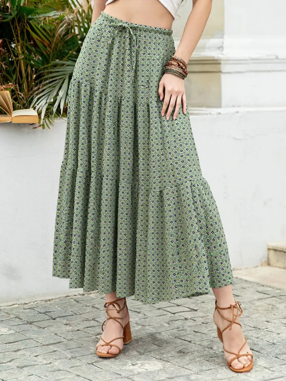Tiered Boho Maxi Skirt
