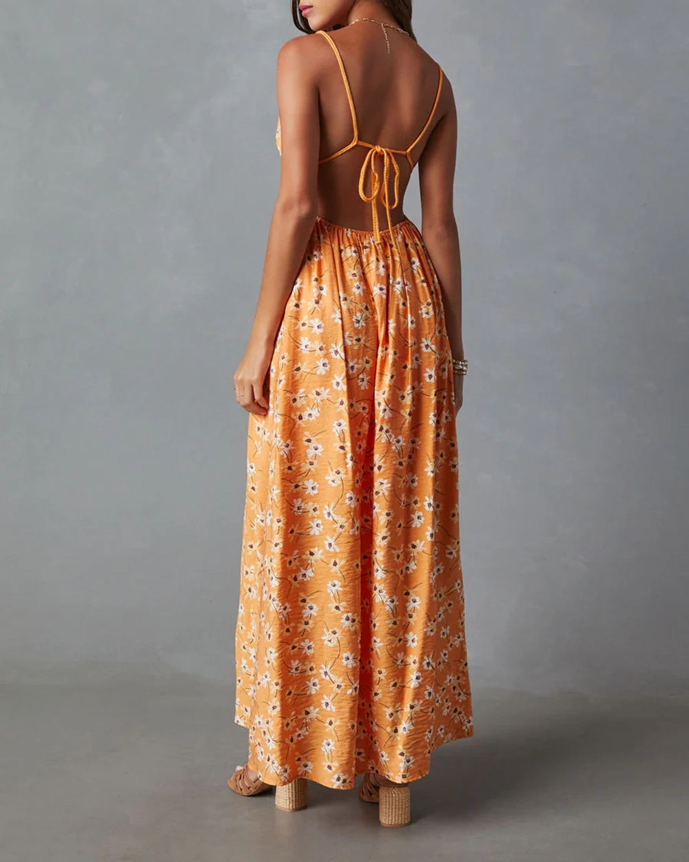 Kamila Braided Tie Floral Print Maxi Dress